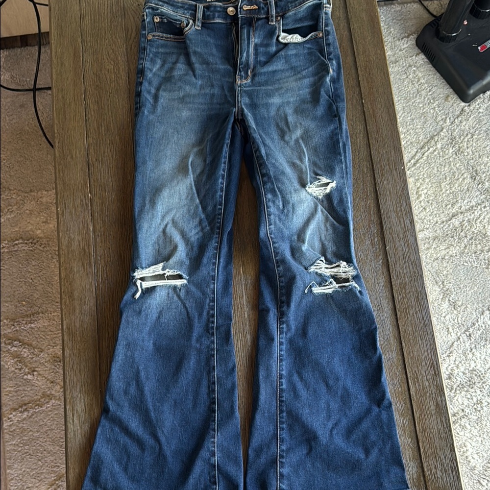 American Eagle Outfitters Blue Flare Wide Leg Jeans